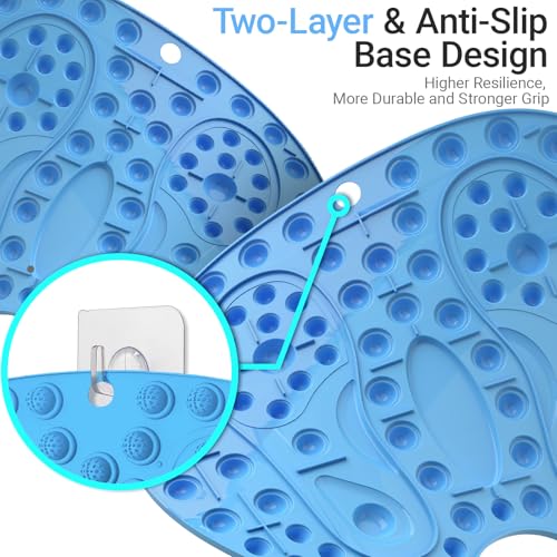 Foot Massage Mat, Hard Reflexology Mat with Magnetic Therapy, Big Foot-Shaped Acupressure Mat for Feet Relaxation, Under Desk Mat Pressure Point Mat for Pain, Fatigue and Stress Relief(Blue) - color: Blue