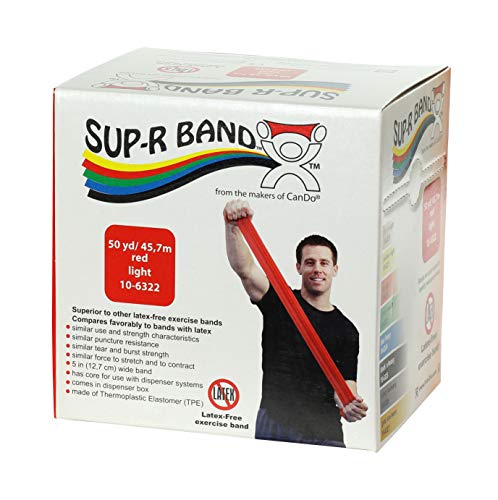 CanDo 10-6322 Sup-R Latex Free Exercise Band, 50yds Length, Red Light - color: Red: Light, size: 50 yd
