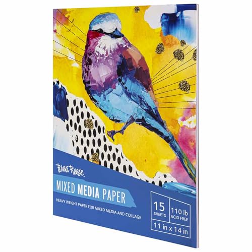 Brea Reese 60 Sheets Mixed Media Paper Pad - 11x14 in, 98 lb Acid-Free | Glue-Bound Artist Sketchbook for Watercolor, Acrylic & Ink, Heavyweight Sheets for Layering, Collaging & Dry Media