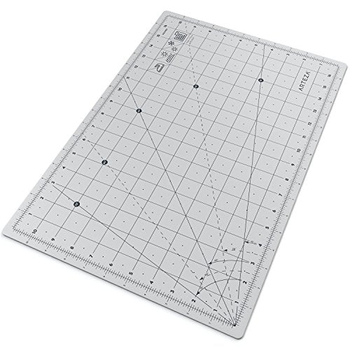 Arteza Self Healing Rotary Cutting Mat, 12"x18" with Grid & Non Slip Surface for Fabric, Paper, Vinyl, Plastic, Eco Friendly, Durable & Flexible, Great for Crafts, Quilting, Sewing, Scrapbooking - size: 12"L x 12"W
