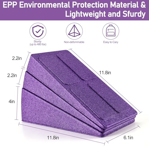 Slant Board 3 Pcs Squat Wedge for Calf Stretching - color: Purple