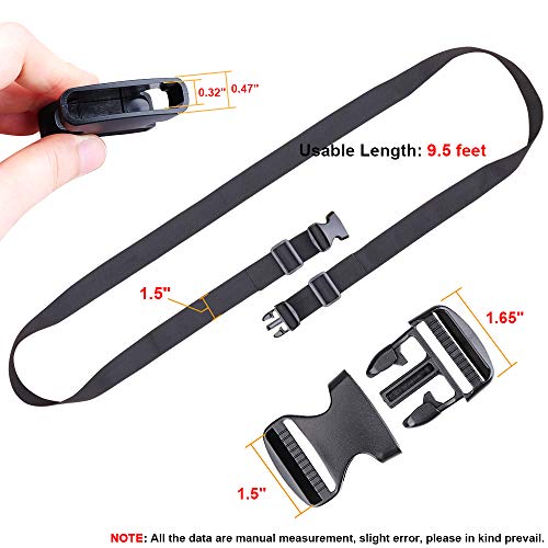 MAGARROW 1.5" Utility Straps with Buckle Adjustable, 4-Pack (Black, 9.5 feet Long) - color: Black, size: 1.5 in x 9.5 ft