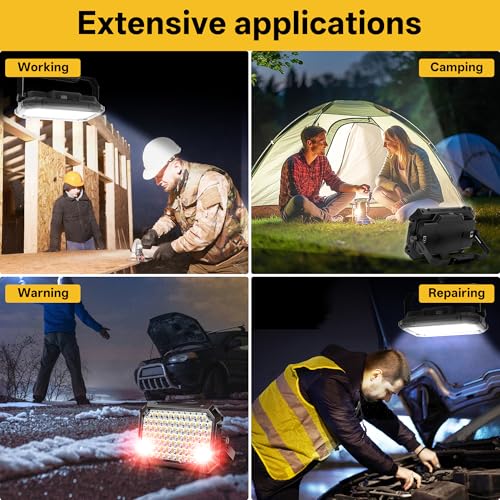 LED Work Light: Portable Rechargeable Magnetic Work Light | 10000LM output with 4 lighting modes, IP65 waterproof protection and a 13000mAh battery for garage, camping and emergency use