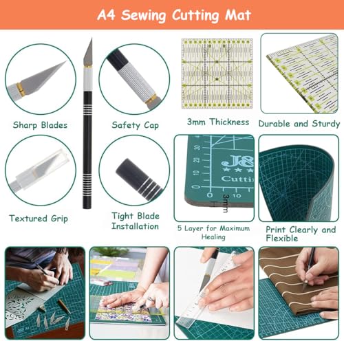 Rotary Cutter Set 96pcs,Quilting Kit Include 45mm Fabric Cutter with 5 Extra Blades,Patchwork Ruler, Needles, Clips & Pins for Sewing, Scrapbooking, Leather Dressmaking