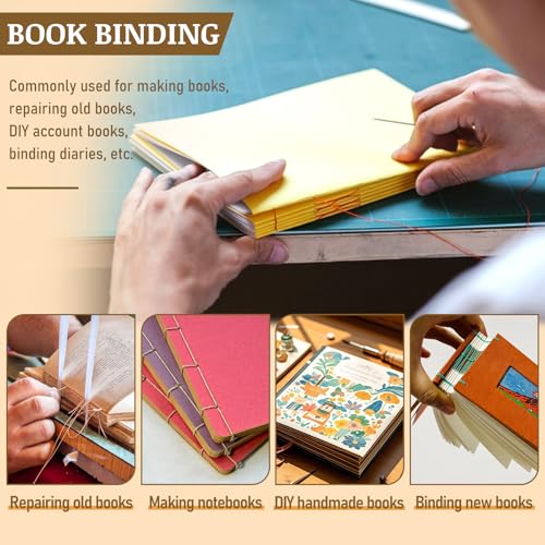 Book Binding Kits Bookbinding Kit Book Binding Materials Bone Folder Tool | 33 Pcs Paper Folding Tool Book Binding Supplies with Sewing Needle Waxed Thread Steel Ruler Awl for Bookbinding - color: 33 Pcs Style B