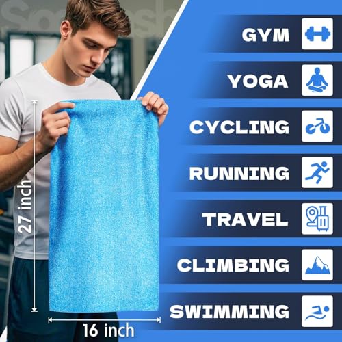Microfiber Gym Towels for Showering Working Out Quick Dry Negative ions Large Middle Small Sizes Lightweight Gym Towel for Men Women Tennis Sports Towels for Body Hot Yoga Fitness Essentials - color: Black/Blue/Teal, size: 16 inch X 27 inch