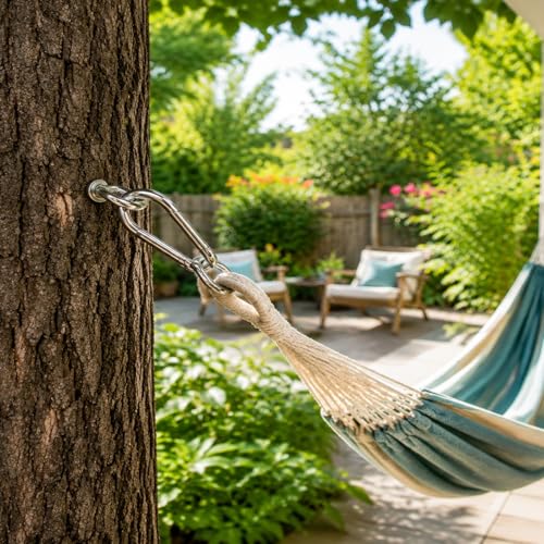 Hammock Hanging Kit, Load Capacity 1400 LBS, Stainless Steel Hooks Heavy Duty Carabiner Set for Hammock Yoga Swing Chair Hook for Indoor, Outdoor, Wall, Trees, Porch - color: 4-packs Hammock Hanging Hook Kit