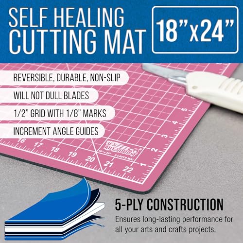 U.S. Art Supply 18"x24" Self-Healing Cutting Mat 5-Ply Pink/Blue | Double-Sided Pink/Blue Craft Mat, Non-Slip Cutting Mats for Crafts, Sewing, Quilting, Scrapbooking - color: Pink/Blue