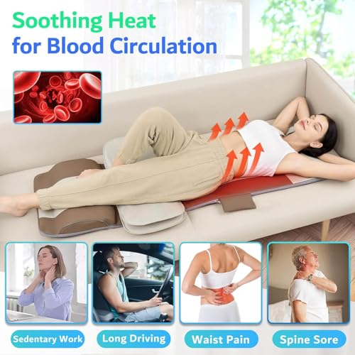 Full Body Massage Mat, 3D Body Stretching & Lumbar Traction, Back Heating, Traction Up & Down, Curve Stretch, Twist Left & Right, 4 Modes 3 Intensities 3 Heat Levels, PU Leather, Foldable, Fit 5'1-6'0