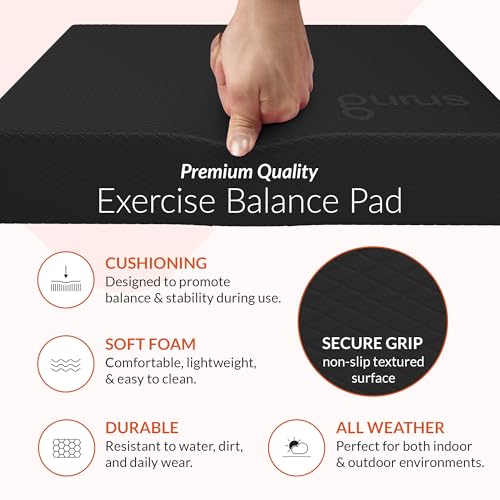 Gurus Balance Pad – High-Density Foam Balance Pad Physical Therapy for Stability & Strength, Exercise Foam Pad for Balancing, Non-Slip Lightweight Trainer for Home Gym & Rehab (Blue) - color: Black, size: Normal (15.6" x 12.6")
