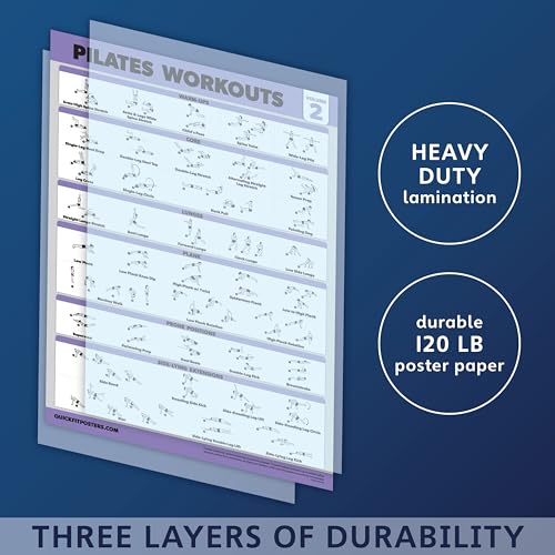 Palace Learning 3 Pack - Pilates Workout Posters Volume 1 & 2 + Yoga Poses - Pilates Mat Work Exercises - Fitness Chart Set (18' x 24", LAMINATED)