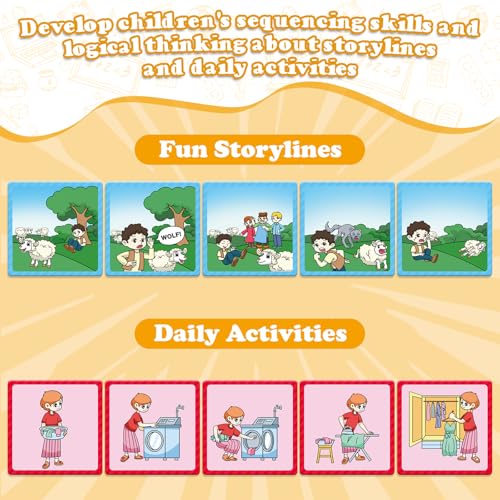 Kasfalci Sequencing Cards,Sequence Board Game for Kids,Speech Therapy Materials Toys for Autism,Story Storytelling,Social Skills,Sentence Building,Preschool Learning Activities,Classroom & Homeschool - style: 5-Scene-New