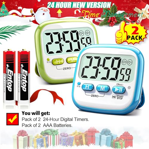 Antonki 2 Pack Classroom Timers for Kids Teachers, Magnetic Countdown Digital Kitchen Timer for Cooking, Study, Exercise, Games, Time Mangement - Loud/Silent Mode - Battery Included - color: 2* Sky Blue & Green ( Classic Pair )