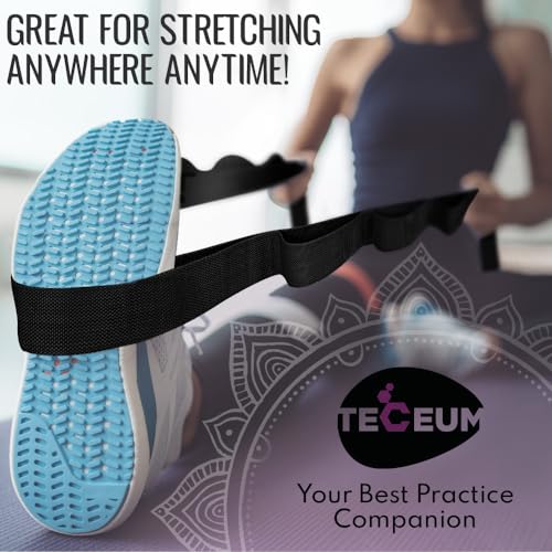 TECEUM Stretching Strap with 10 Loops for Physical Therapy & Rehab - color: Black, size: Polypropylene 1” W - 10 Loops