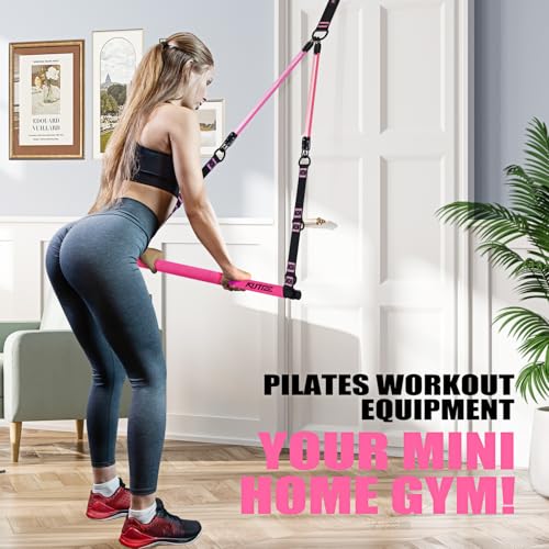 KUTIZE Pilates Bar Kit with Resistance Bands, Pilates Equipment, Multifunctional Pilates Bar for Women & Men, Pilates kit for Hip, Back, Arm, Full-Body Workouts, Home Gym Strength Training Equipment - style: Pink