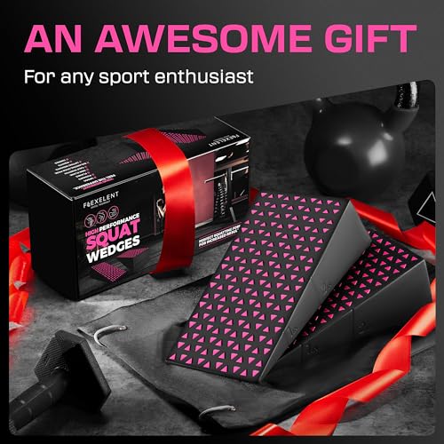 Flexelent Heel Elevated Squat Wedge Block Pair, 17° Angle, Bag Included - color: Pink Power