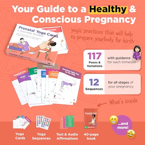 WorkoutLabs Prenatal Yoga & Ayurveda Cards – Healthy and Conscious Pregnancy Guide with Ancient Wisdom in a Modern Way · Premium Cards and Book Set for Pregnant Women and Prenatal Yoga Teachers