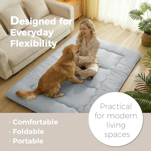 XICIKIN 2.5" Japanese Floor Mattress, Japanese Futon Mattress - color: Grey, size: Queen(80" x 60")