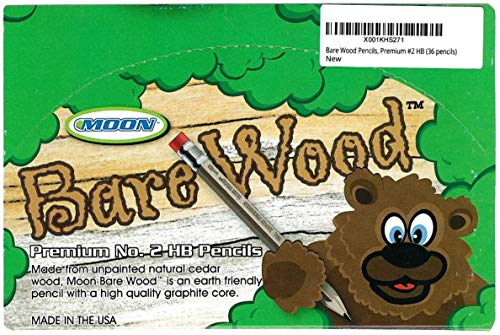 Moon Products Bare Wood Natural Premium Pencils Number 2 HB 36 Count | Unfinished Cedar Wood