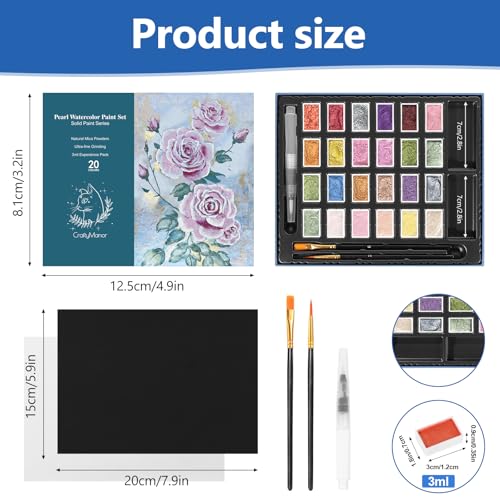 CraftyManor 3ml Forestry Shifting Watercolor Painting Set, 24 Color Shifting Watercolor Paint Set, Shimmer Metallic Watercolor Paints Set, Glitter Watercolor Paint, Solid, Rococo Style - color: Upgraded Rococo 24 Colors