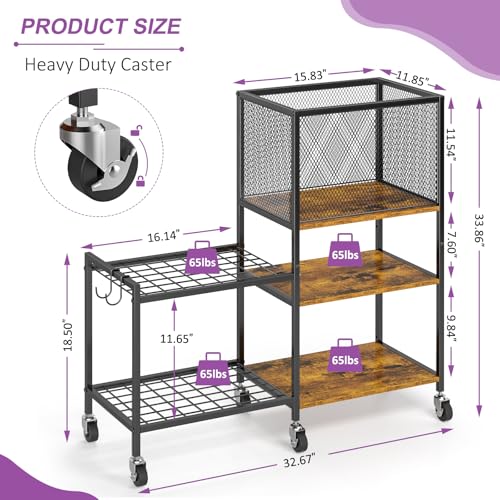 Dumbbell Rack, Yoga Mat Storage Holder, Home Gym Storage Rack, Workout Equipment Storage Organizer, Weight Storage Holder Rack with Hooks and Wheels - size: 5 Tier