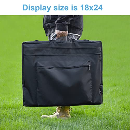 JJRING 18x24 Art Portfolio Tote Bag With Shoulder Strap, Black | Large Carrying Storage Case With Handle For Artwork, Posters, Canvas, And Drawing Boards - size: 18''*24''
