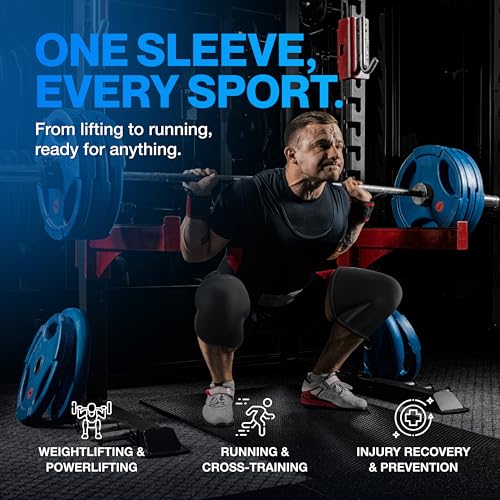 Modvel 7mm Neoprene Knee Sleeves for Men & Women Weightlifting & Powerlifting – Compression Knee Sleeve Support for Squats, Gym, Training – USPA, IPL Approved – Medium Black (Pair) - color: A BLACK, size: Medium