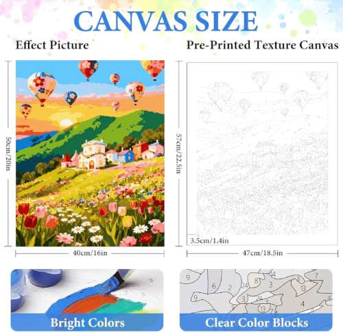 ZRIZQ Paint by Numbers Kit for Adults Beginners Mountain,Landscape DIY Painting Set,Relaxing Creative Craft Activity,16x20 Inch - color: 16"X20"Rolled Canvas-Landscape 18