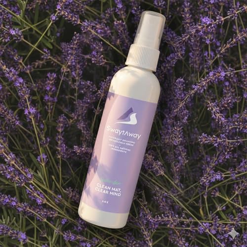 SwaytAway Fitness Mat Mist with Towel, 4oz Travel Size, 2 Pack, Lavender | Yoga Mat Spray with Towel Aromatherapy-Inspired Lavender and Patchouli Blend, Plant-Based, No Rinse, Refreshes & Deodorizes - size: 4 oz - 2 Pack