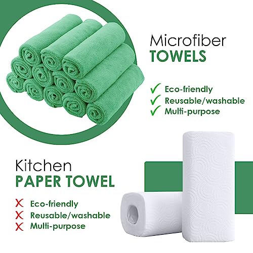 Avalon Towels Microfiber Cleaning Cloths (Value Pack of 36) - Size 16 x 16 Inches, Highly Absorbent Cleaning Rags, Lint Free, Reusable and Washable, Microfiber Towels for Cars - color: Green, size: Pack of 36 - 16x16 Inches