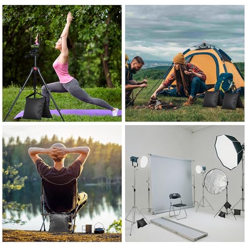 4-Pack Heavy Duty Sandbags,Multi-Use Stability for Photography Backdrop Stands Tripods Canopies Tents & Outdoor Gear,Reinforced Design + 4 Clips