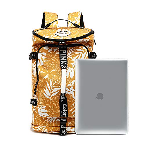 Kalesi Gym Duffle Bag Backpack 4-Way Waterproof with Shoes Compartment for travel Sport Hiking laptop - color: Mustard Yellow