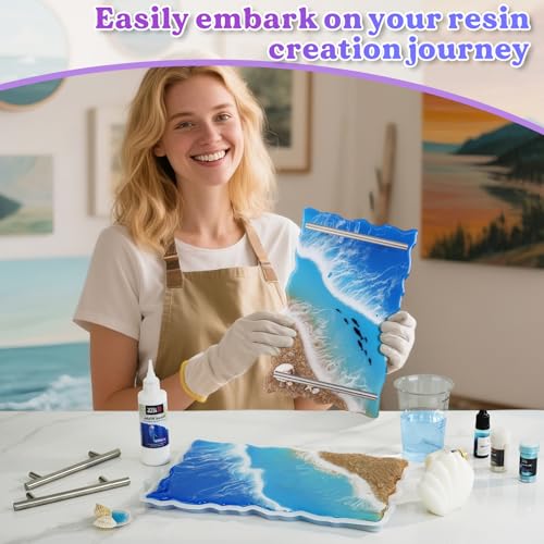 LET'S RESIN 6 Cavity Resin Coaster Molds and Tray Molds with Handle | Epoxy Resin Molds for Cup Mats, Coaster Silicone Molds for Flower Bouquet Preservation, DIY Art Craft and Home Decoration