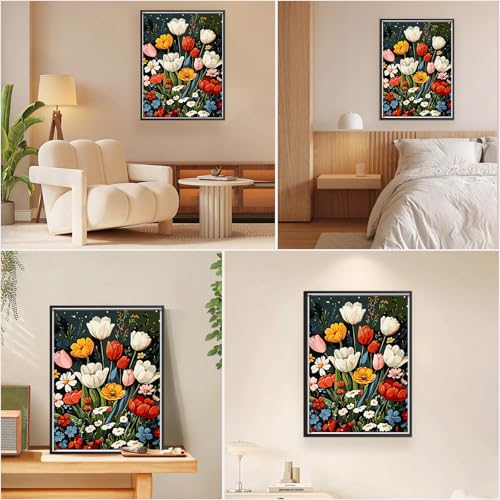 EOBROMD Paint by Numbers Kits for Adults Flower, DIY Painting Kits for Adults Beginner, Acrylic Paint Oil Paint by Numbers for Home Decor Gift 16x20inch(Without Frame) - color: GOL015