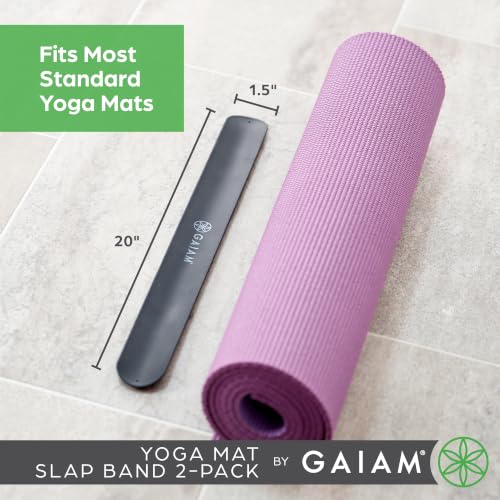 Gaiam Yoga Mat Slap Band — Slap-On trap for Easy Storage & Travel — Durable Snap Band Fits Most Rolled Yoga, Pilates & Exercise Mats