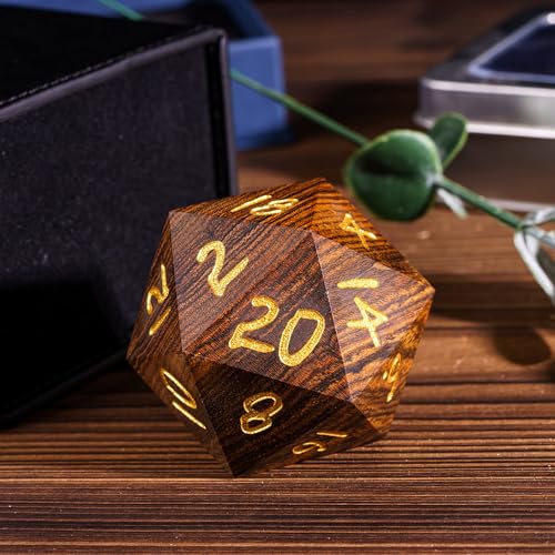 50mm Wooden D20 Dice Bocote Wood 20 Sided Dice for D&D Tabletop Game - color: D20 Garapa