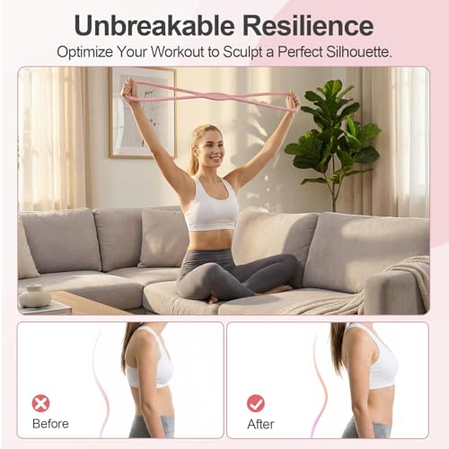 RYAOLELY Figure 8 Resistance Band, Exercise Band for Physical Therapy, Yoga Pilates Home Workout, Portable Fitness Band with Anti-Slip Grip - color: 15LB Pink&Purple