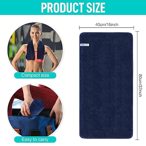 SINLAND Microfiber Gym Towels, Workout Sweat Towel 16x32In - color: Navy Bluex3