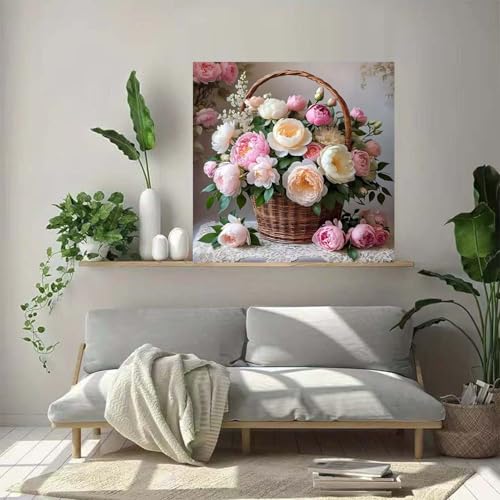 ZHUDENGXJL Flowers Diamond Art Kits for Adults,5D Diamond Painting for Flower Basket,DIY Gem Painting for Adult and Crafts Kits Home Decor 13.78 x 13.78inch - color: DZ891