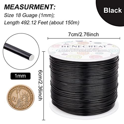BENECREAT 18 Gauge Aluminum Wire 492FT Anodized Black Bendable Craft Wire for Beading Jewelry Craft Making, Plant Gardening, Sculpting Model Making - color: Black, size: 18 Gauge