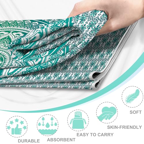 Yoga Towel,Absorbent Yoga Mat Towel for Hot Yoga Non Slip,Stylish Prints,Ideal for Workouts,Hot Yoga,Bikram,Pilates Equipment,72 x 27 in,Green Circle - color: Green Circle