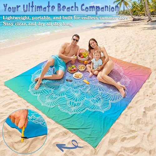 Aroveea Beach Blanket Waterproof Sandproof 78''X81''/10'X9' Oversized Mat - color: Mandala1, size: 78''x81''