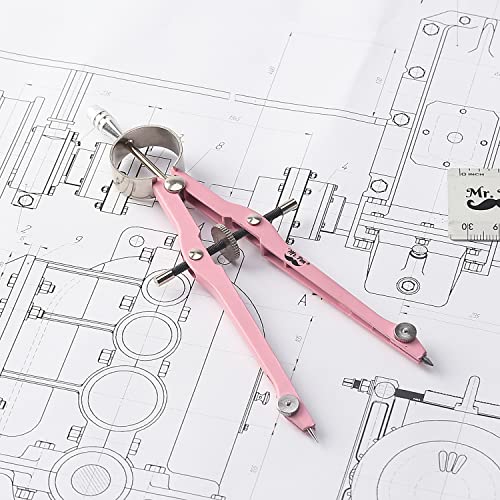 Mr. Pen- Professional Compass for Geometry, Extra Lead | Metal Compass Drawing Tool for Students, Drafting and Engineering, Technical Drawings, Circles and Geometry Projects - color: Pink