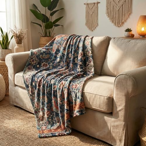 Horaldaily Vintage Boho Bohemia Flannel Throw Blanket 50x60