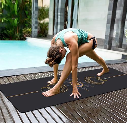 nuveti Yoga Mat Print Extra Thick TPE Non Slip Fitness Exercise Mat with Carrying Bag,72"x24" Extra Thick 6MM Exercise & Workout Mat for Yoga, Pilates Fitness and Floor Exercises - color: Grey