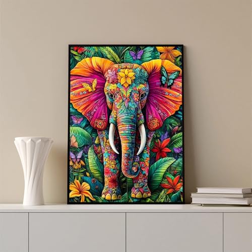 Elephant Diamond Art Kits for Adults, Flowers 5D Diamond Painting Kits for Adults, DIY Gem Painting, Dimond Art Paintings Kit, Crafts for Adults, Full Drill Diamond Dot for Home Wall Decor 12 X 16 In - color: CM088
