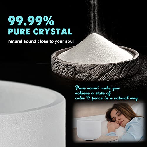 440HZ 8 Inch C Note Root Chakra Frosted Quartz Crystal Singing Bowl Meditation Therapy Sound Healing Instrument Sound Bath Bowl with Carrying Bag | Meditation Therapy, Sound Healing, Sound Bath Bowl, Carrying Bag Mallet and O-ring Included
