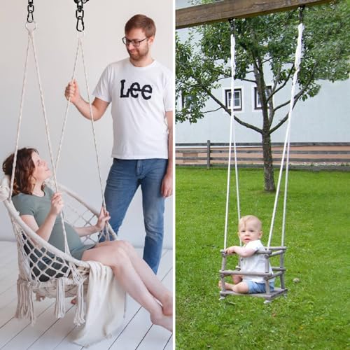 Hammock Hanging Kit Heavy Duty 360° Rotating Hanging Swing Hooks Stainless Steel Hammock Chair Hanging Kit Swing Ceiling Hook Snap with 1200LB Capacity for Yoga, Gym, Wood, Concrete (Black) - color: Black