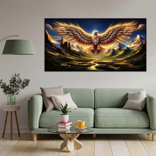 COHAYISY DIY Landscape Eagle,Diamond Painting Kit for Adults, 5D Full Round Diamond Art Kits,Diamond Mosaic Embroidery Large Size,Room Decor Gift 15.7x27.5inch - color: 25- 59 Eagles