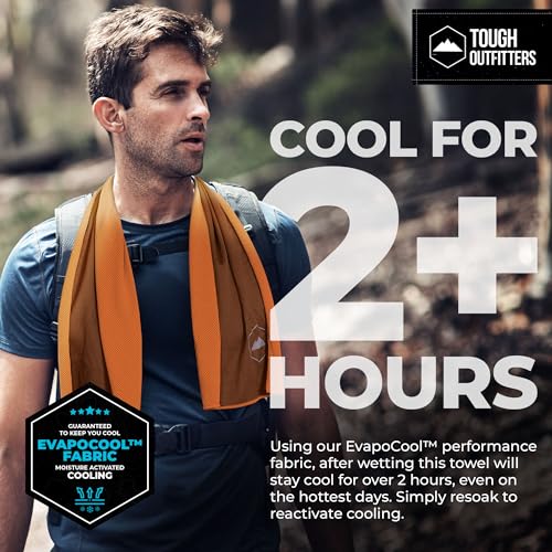 Tough Outdoors Cooling Towels for Neck Face - Neck Cooling Towel for Hot Weather Yoga Sports Golf Sweat - Instant Cold Towel - color: Orange, size: Single Pack